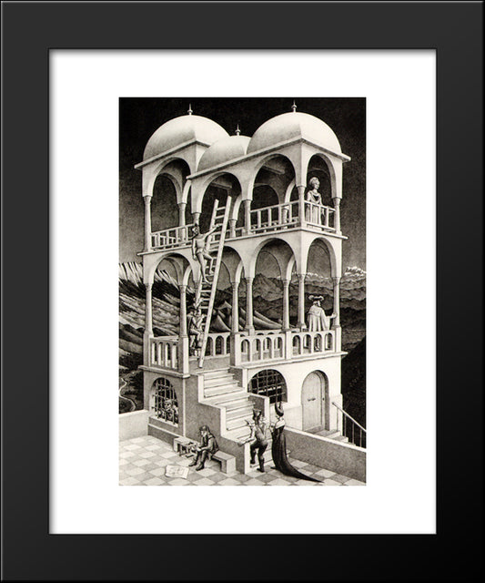 Belvedere 20x24 Black Modern Wood Framed Art Print Poster by Escher, M.C.