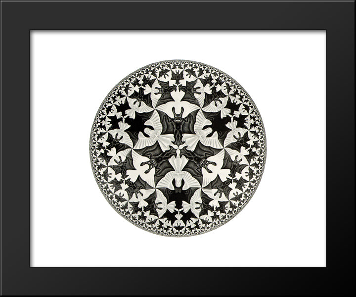 Circle Limit Iv (Bats) 20x24 Black Modern Wood Framed Art Print Poster by Escher, M.C.