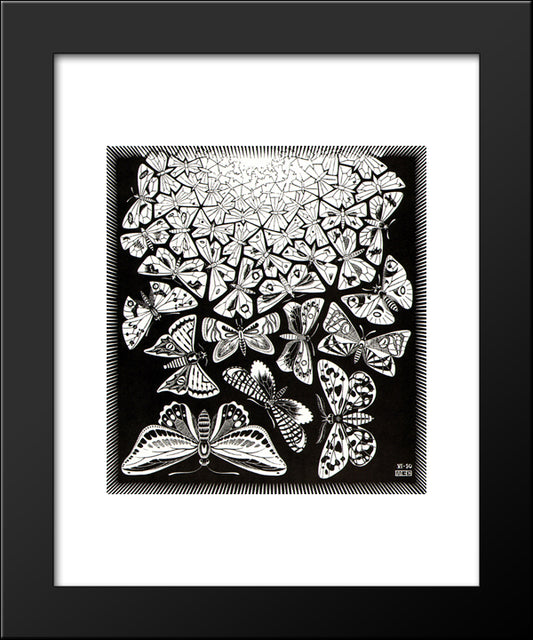 Butterflies 20x24 Black Modern Wood Framed Art Print Poster by Escher, M.C.