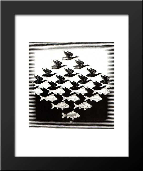 Sky And Water I 20x24 Black Modern Wood Framed Art Print Poster by Escher, M.C.