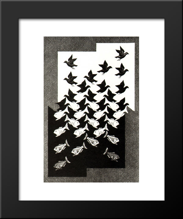 Sky And Water Ii 20x24 Black Modern Wood Framed Art Print Poster by Escher, M.C.