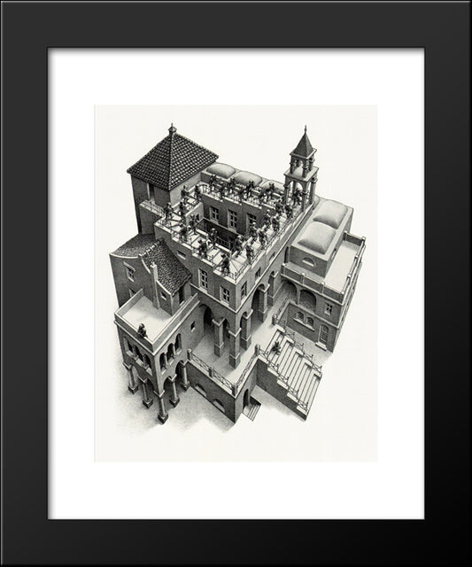 Ascending Descending 20x24 Black Modern Wood Framed Art Print Poster by Escher, M.C.