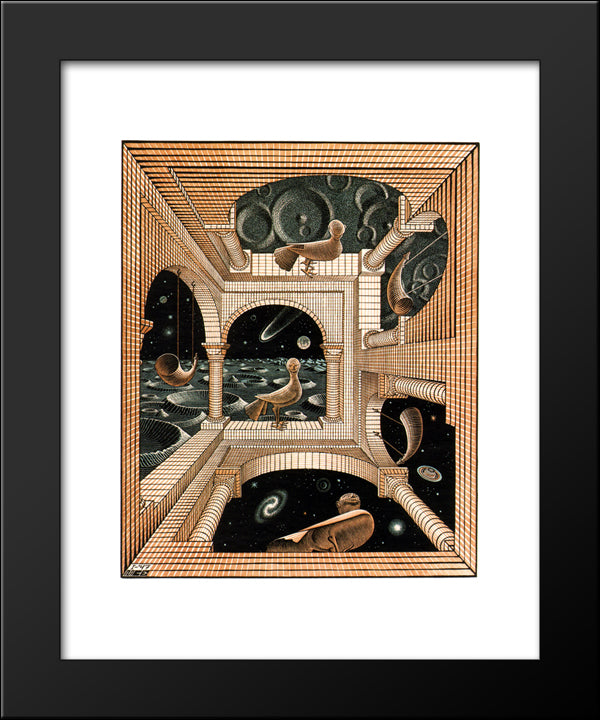 Other World 20x24 Black Modern Wood Framed Art Print Poster by Escher, M.C.