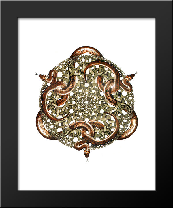 Snakes 20x24 Black Modern Wood Framed Art Print Poster by Escher, M.C.