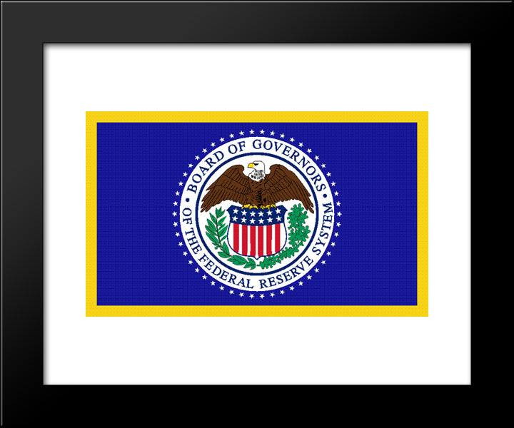 United States Federal Reserve Flag 20x24 Black Modern Wood Framed Art Print Poster