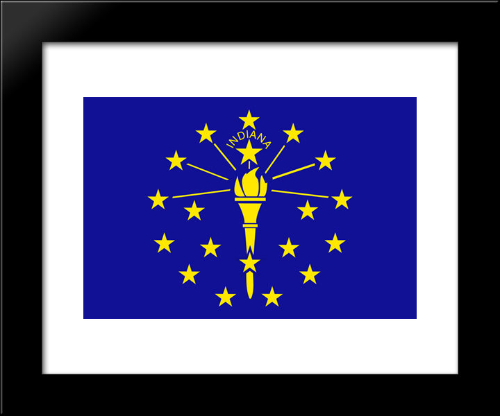 Indiana State Flag 20x24 Black Modern Wood Framed Art Print Poster