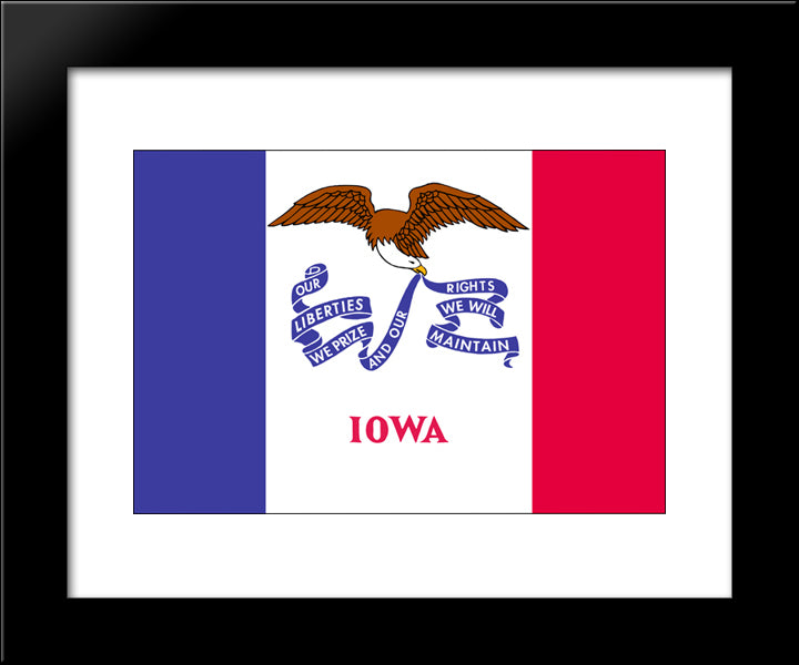 Iowa State Flag 20x24 Black Modern Wood Framed Art Print Poster