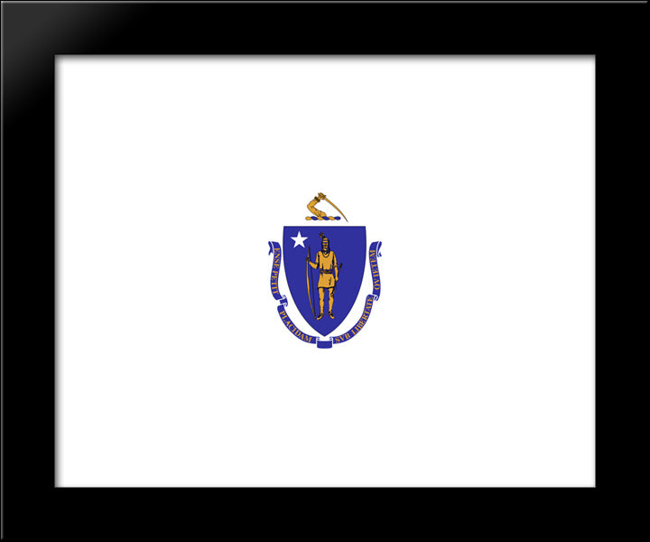 Massachusetts State Flag 20x24 Black Modern Wood Framed Art Print Poster