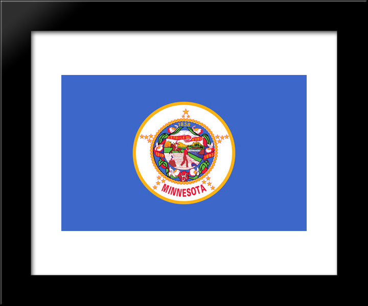 Minnesota State Flag 20x24 Black Modern Wood Framed Art Print Poster