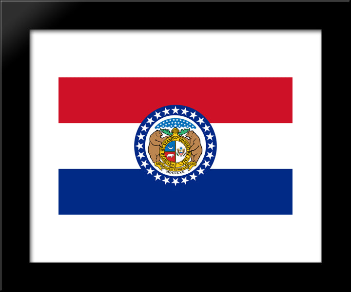 Missouri State Flag 20x24 Black Modern Wood Framed Art Print Poster