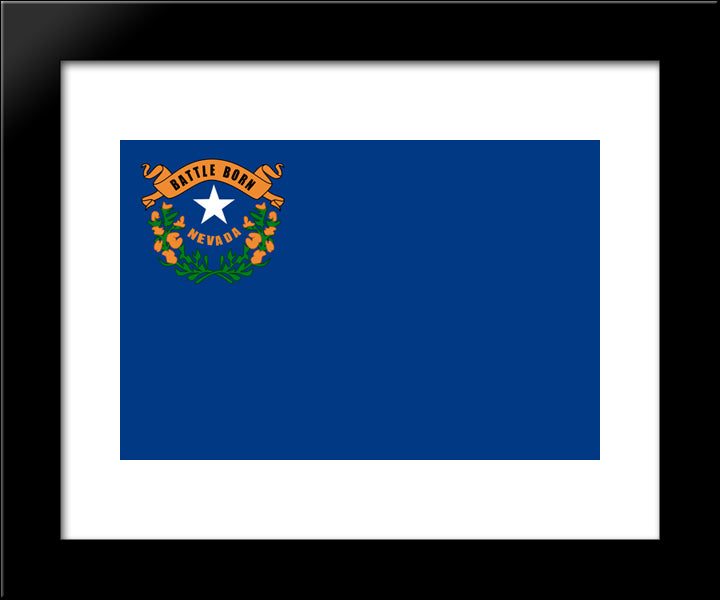 Nevada State Flag 20x24 Black Modern Wood Framed Art Print Poster