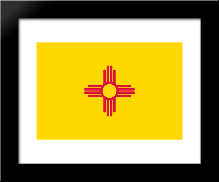 New Mexico State Flag 20x24 Black Modern Wood Framed Art Print Poster
