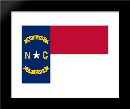 North Carolina State Flag 20x24 Black Modern Wood Framed Art Print Poster