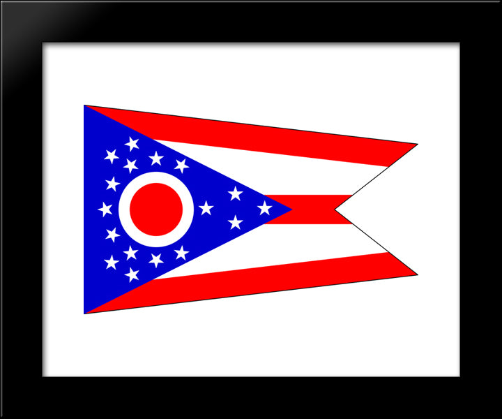 Ohio State Flag 20x24 Black Modern Wood Framed Art Print Poster