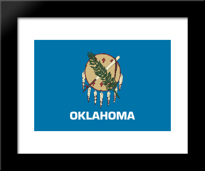 Oklahoma State Flag 20x24 Black Modern Wood Framed Art Print Poster