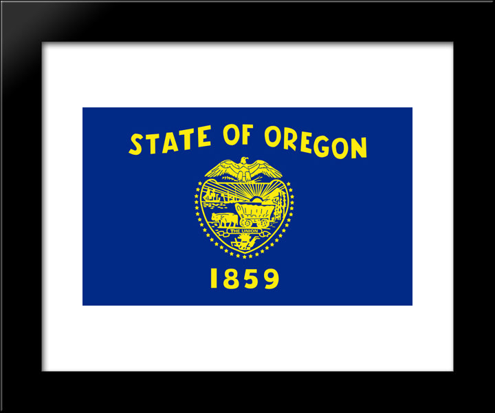 Oregon State Flag 20x24 Black Modern Wood Framed Art Print Poster