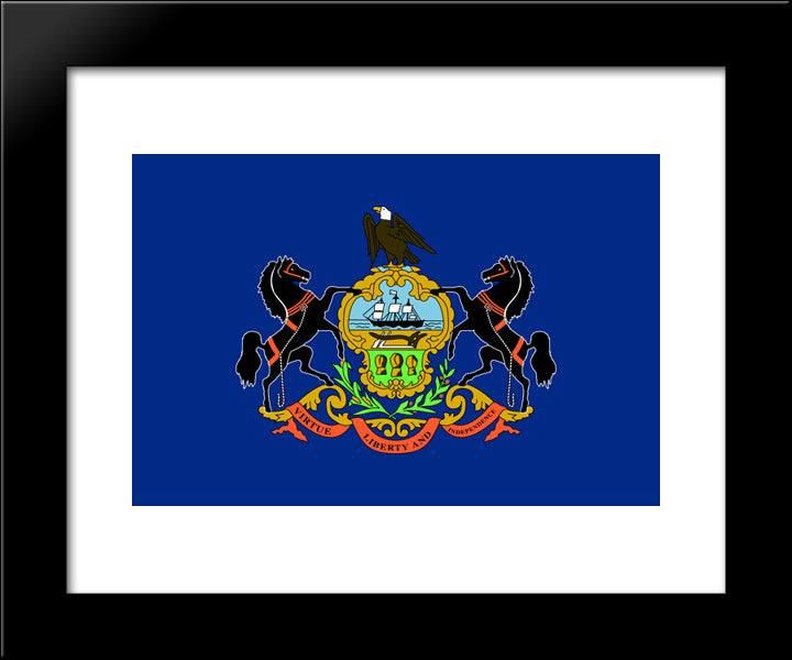Pennsylvania State Flag 20x24 Black Modern Wood Framed Art Print Poster