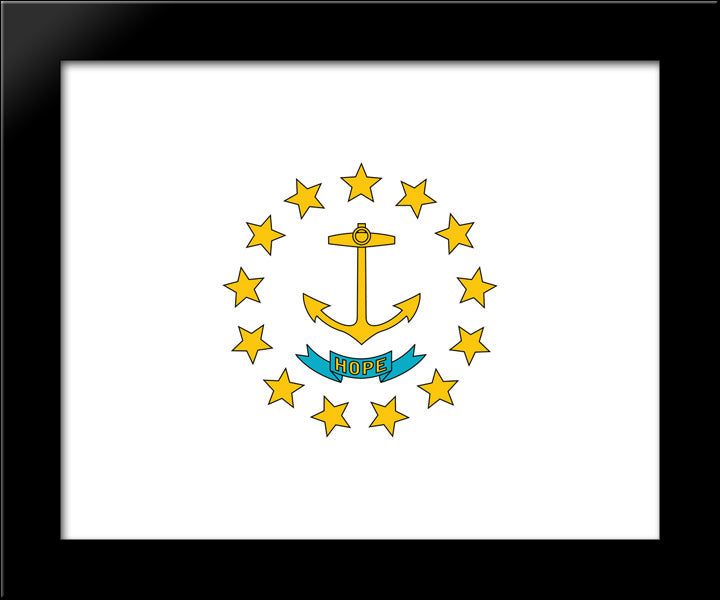 Rhode Island State Flag 20x24 Black Modern Wood Framed Art Print Poster
