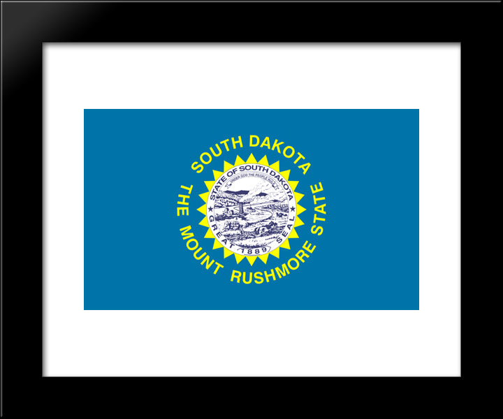 South Dakota State Flag 20x24 Black Modern Wood Framed Art Print Poster