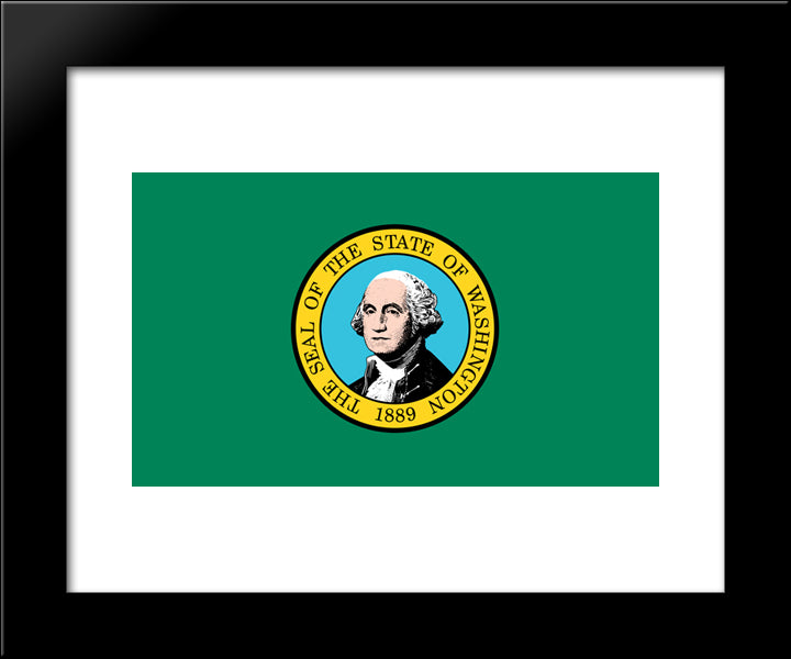 Washington State Flag 20x24 Black Modern Wood Framed Art Print Poster