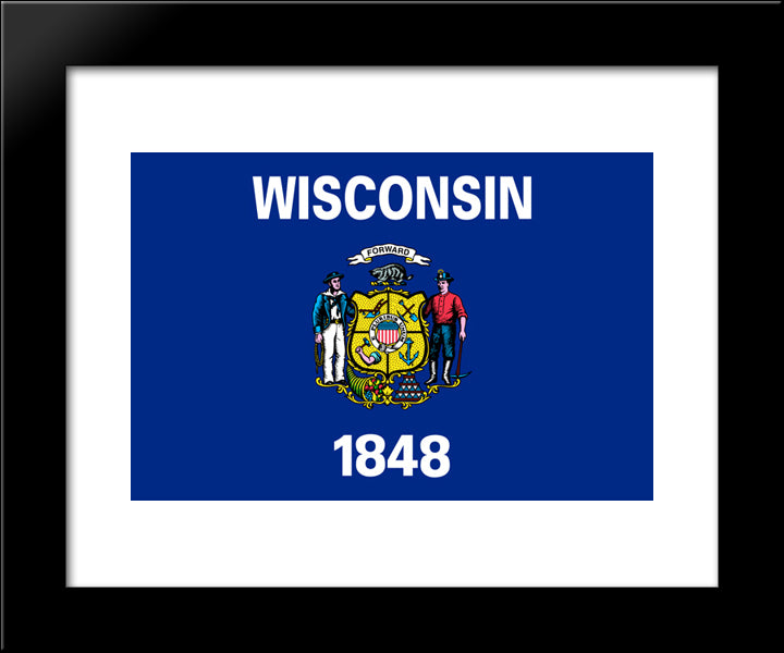 Wisconsin State Flag 20x24 Black Modern Wood Framed Art Print Poster