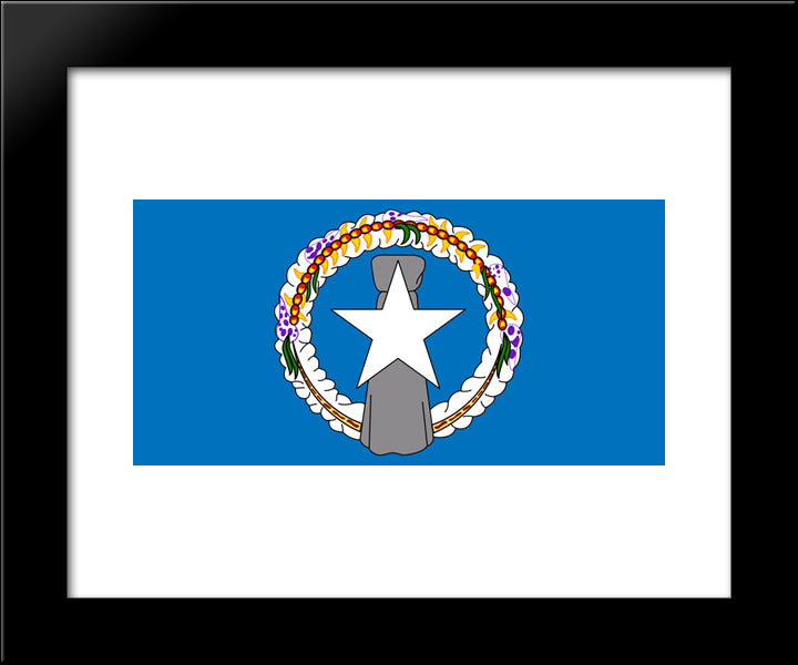Northern Mariana Islands Flag 20x24 Black Modern Wood Framed Art Print Poster