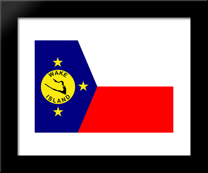 Wake Island Flag 20x24 Black Modern Wood Framed Art Print Poster