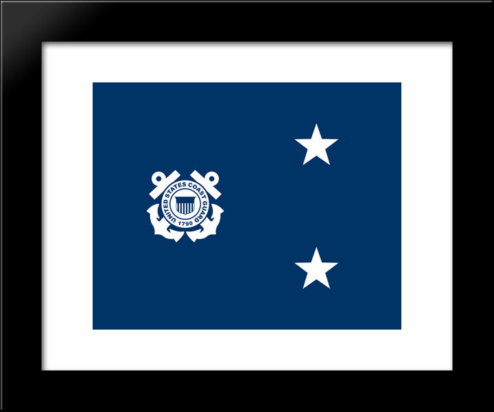 Rear Admiral Coast Guard Flag 20x24 Black Modern Wood Framed Art Print Poster