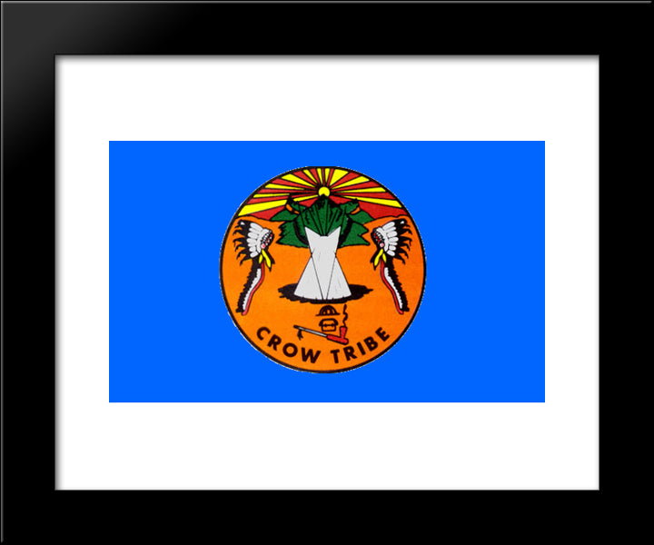 Native American Bandera Crow Tribe Flag 20x24 Black Modern Wood Framed Art Print Poster