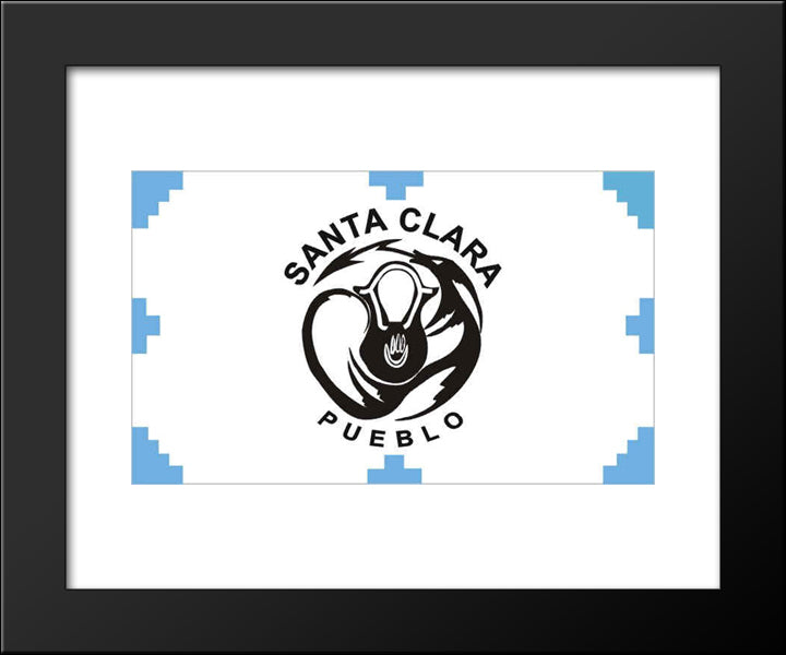 Native American Santa Clara Pueblo Flag 20x24 Black Modern Wood Framed Art Print Poster