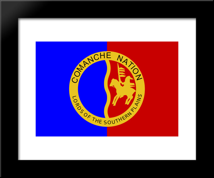 Native American Comanche Nation Flag 20x24 Black Modern Wood Framed Art Print Poster