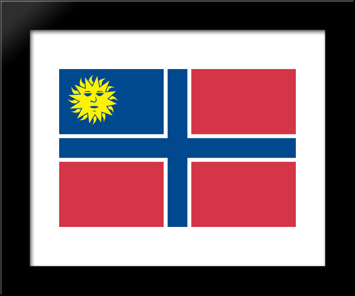 Native American State Of Muskogee Flag 20x24 Black Modern Wood Framed Art Print Poster