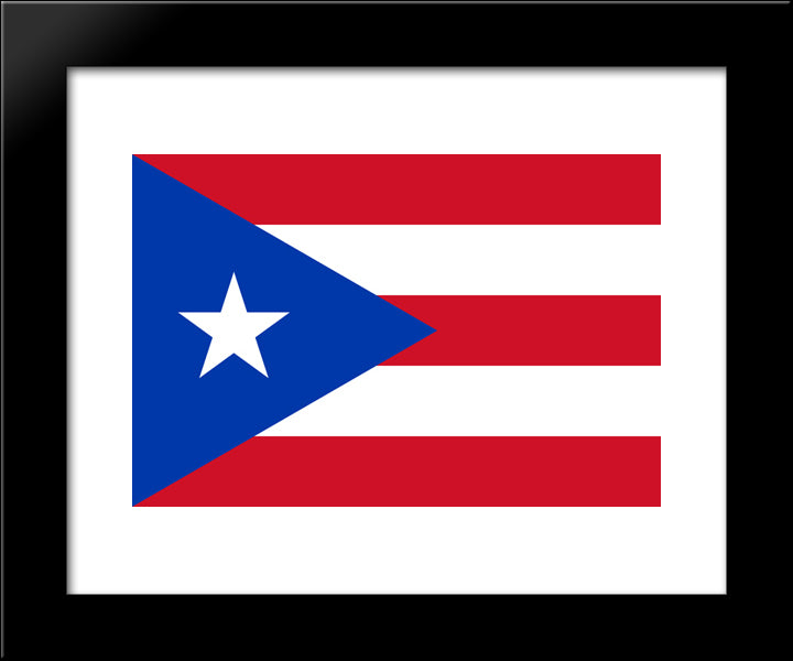 Puerto Rico Flag 20x24 Black Modern Wood Framed Art Print Poster