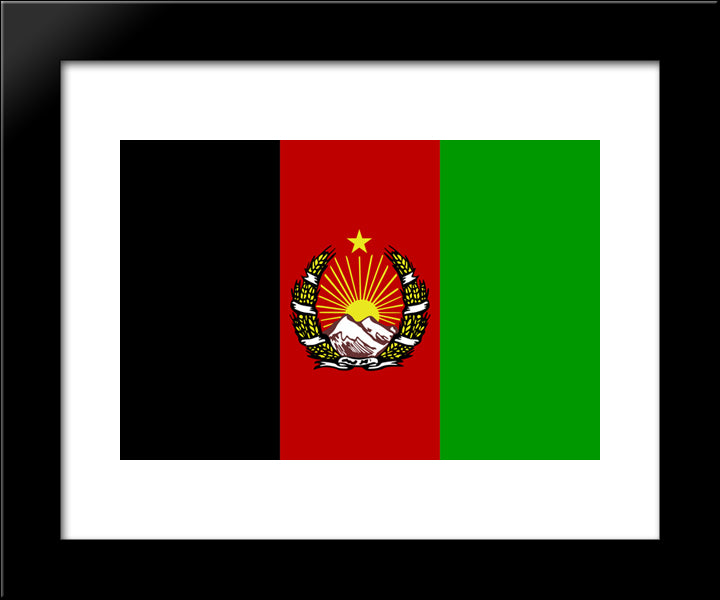 Afghanistan Flag 20x24 Black Modern Wood Framed Art Print Poster