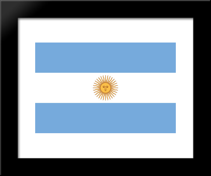 Argentina Flag 20x24 Black Modern Wood Framed Art Print Poster