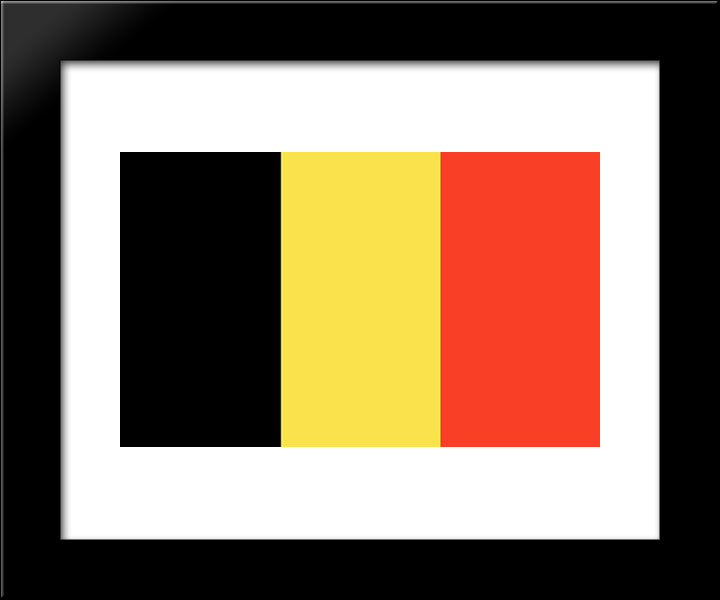 Belgium Flag 20x24 Black Modern Wood Framed Art Print Poster