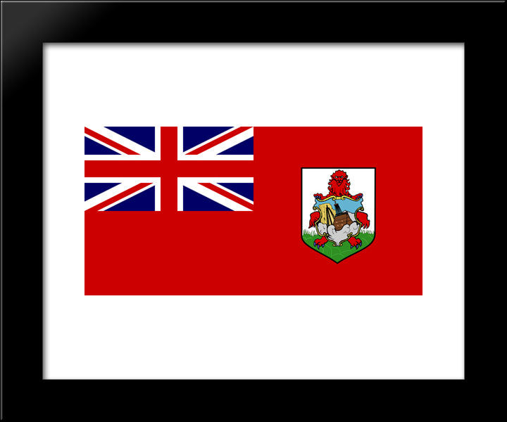 Bermuda Flag 20x24 Black Modern Wood Framed Art Print Poster