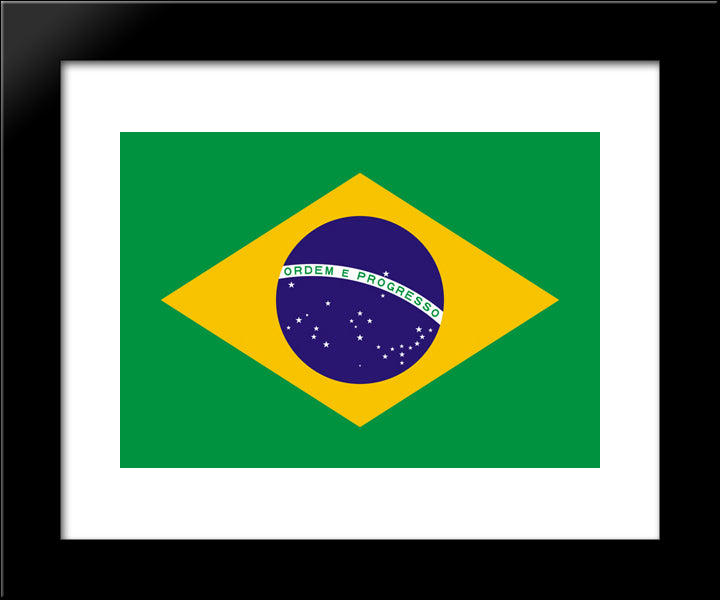 Brazil Flag 20x24 Black Modern Wood Framed Art Print Poster
