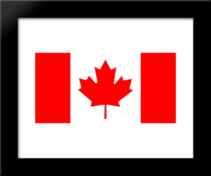 Canada Flag 20x24 Black Modern Wood Framed Art Print Poster