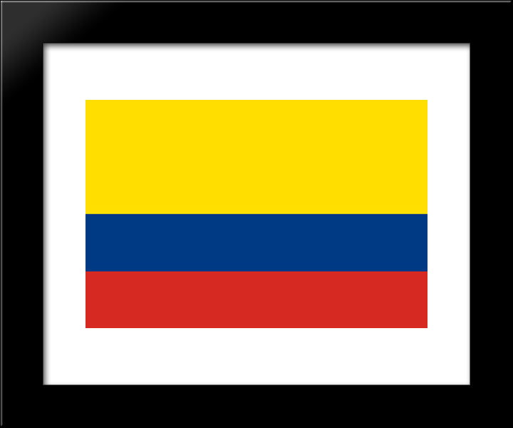 Colombia Flag 20x24 Black Modern Wood Framed Art Print Poster