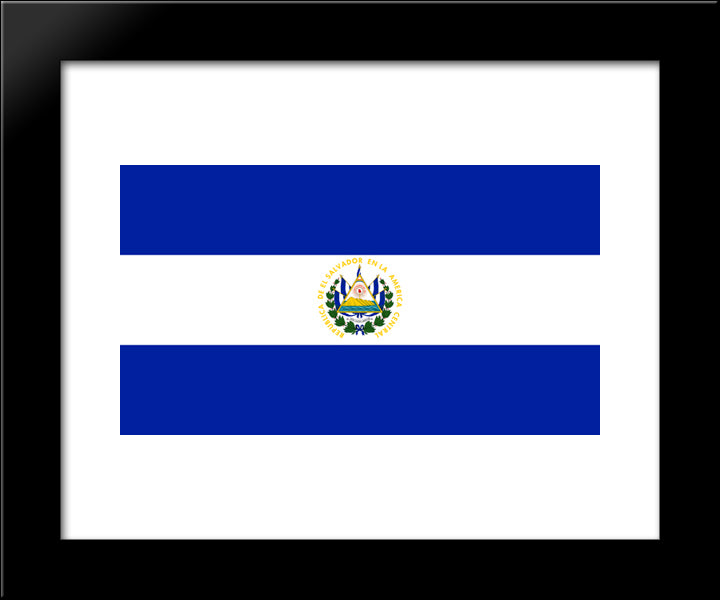 El Salvador Flag 20x24 Black Modern Wood Framed Art Print Poster