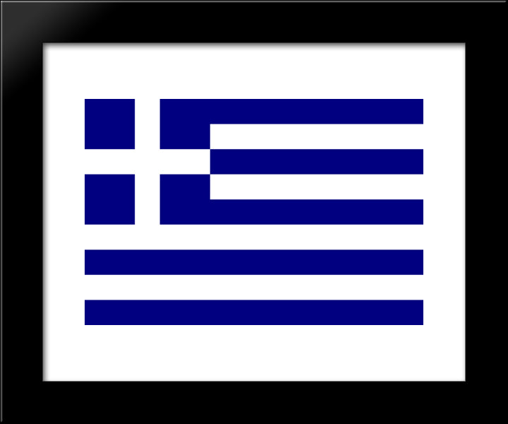 Greece Flag 20x24 Black Modern Wood Framed Art Print Poster