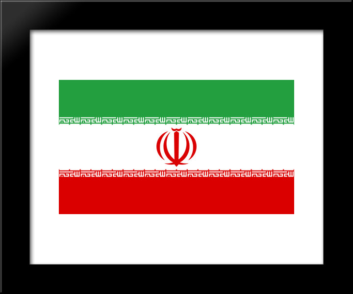 Iran Flag 20x24 Black Modern Wood Framed Art Print Poster