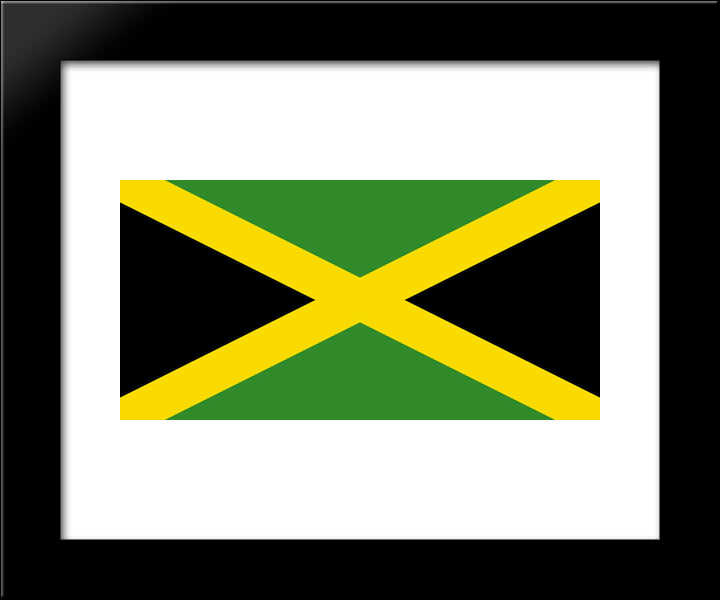 Jamaica Flag 20x24 Black Modern Wood Framed Art Print Poster