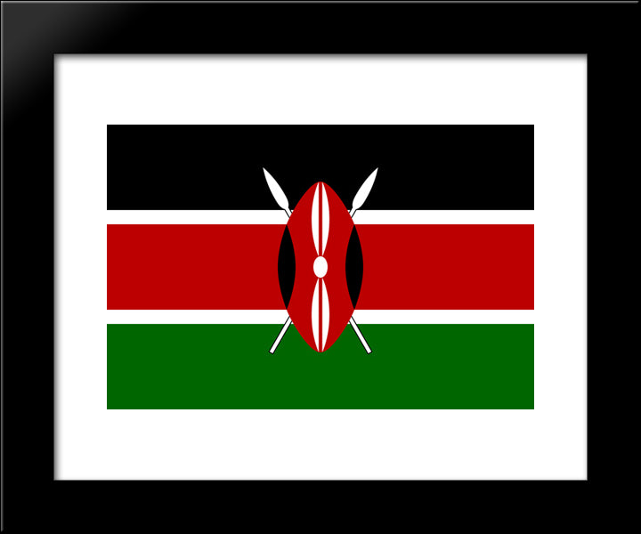 Kenya Flag 20x24 Black Modern Wood Framed Art Print Poster