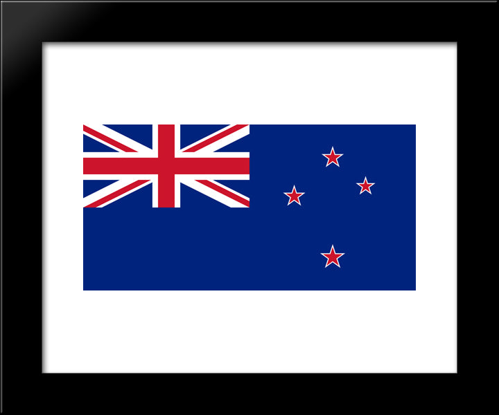 New Zealand Flag 20x24 Black Modern Wood Framed Art Print Poster