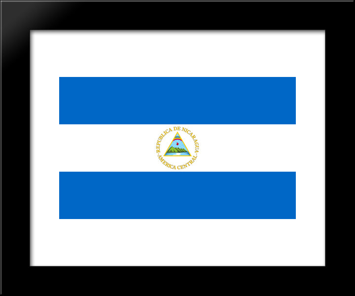 Nicaragua Flag 20x24 Black Modern Wood Framed Art Print Poster