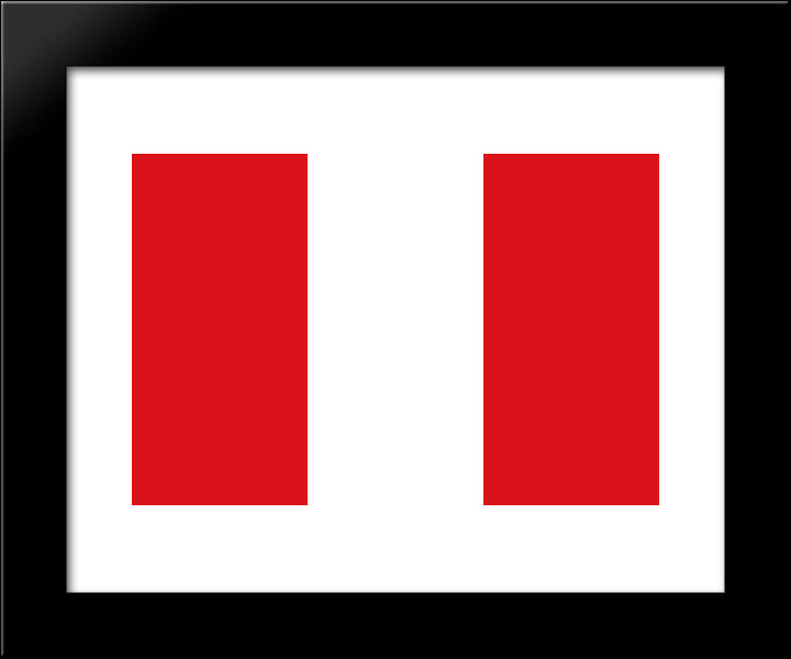 Peru Flag 20x24 Black Modern Wood Framed Art Print Poster