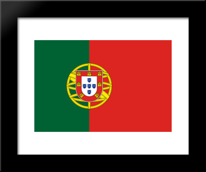 Portugal Flag 20x24 Black Modern Wood Framed Art Print Poster