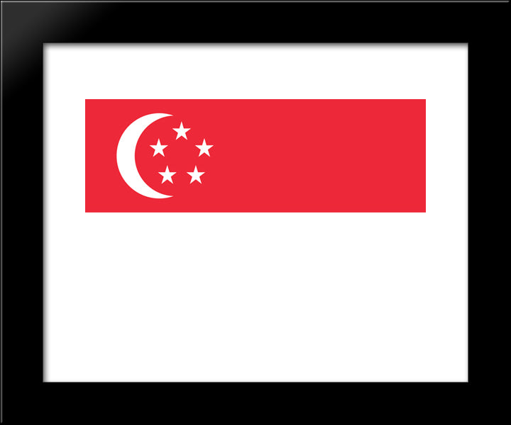 Singapore Flag 20x24 Black Modern Wood Framed Art Print Poster